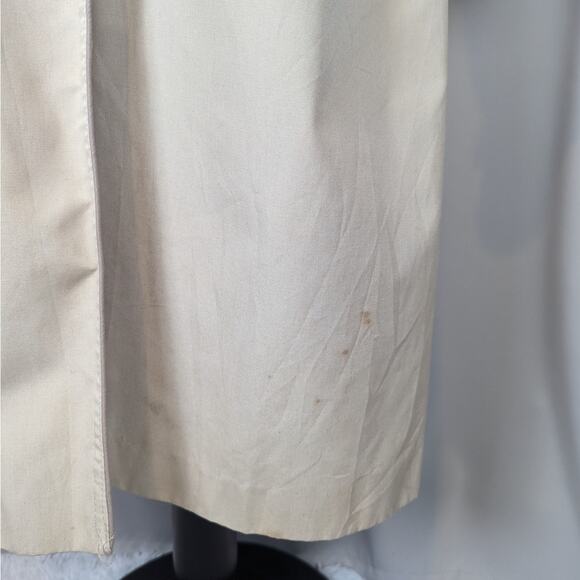 90s Vintage Mervyn's Partner Petites Trenchcoat Lined Hooded Tan Red Plaid Trim - Picture 10 of 16